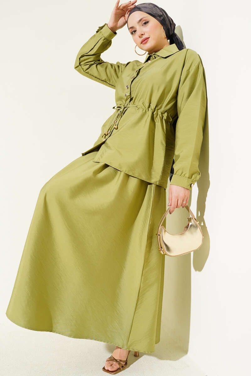Gathered Detail Parachute Two-Piece Set Leaf Green
