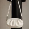 Gathered Zippered Oval Bag White