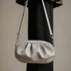 Gathered Zippered Oval Bag Grey