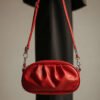 Gathered Zippered Oval Bag Red
