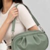 Gathered Zippered Oval Bag Mint