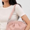 Gathered Zippered Oval Bag Powder Pink