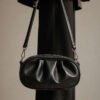 Gathered Zippered Oval Bag Black