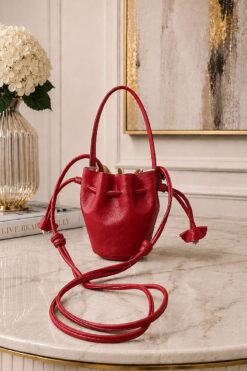 Gathered Mini Women's Handbag Red