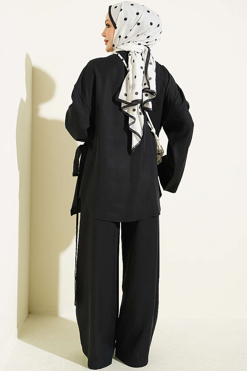 Crossed Tie-Front Two-Piece Set Black – Bild 3