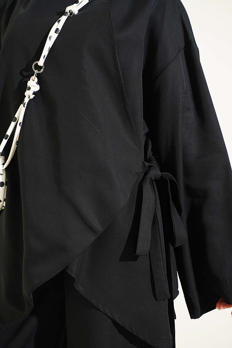 Crossed Tie-Front Two-Piece Set Black – Bild 4