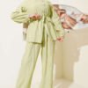 Cross Buttoned Belted Modal Two-Piece Set Hazel