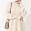 Cross-Fit Patterned Long Knit Tunic Beige