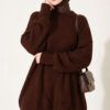 Cross-Fit Patterned Long Knit Tunic Brown