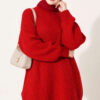 Cross-Fit Patterned Long Knit Tunic Red