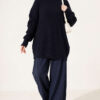 Cross-Fit Patterned Long Knit Tunic Dark Navy - Afbeelding 3