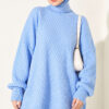 Cross-Fit Patterned Long Knit Tunic Blue