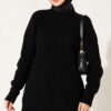 Cross-Fit Patterned Long Knit Tunic Black