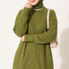 Cross-Fit Patterned Long Knit Tunic Green