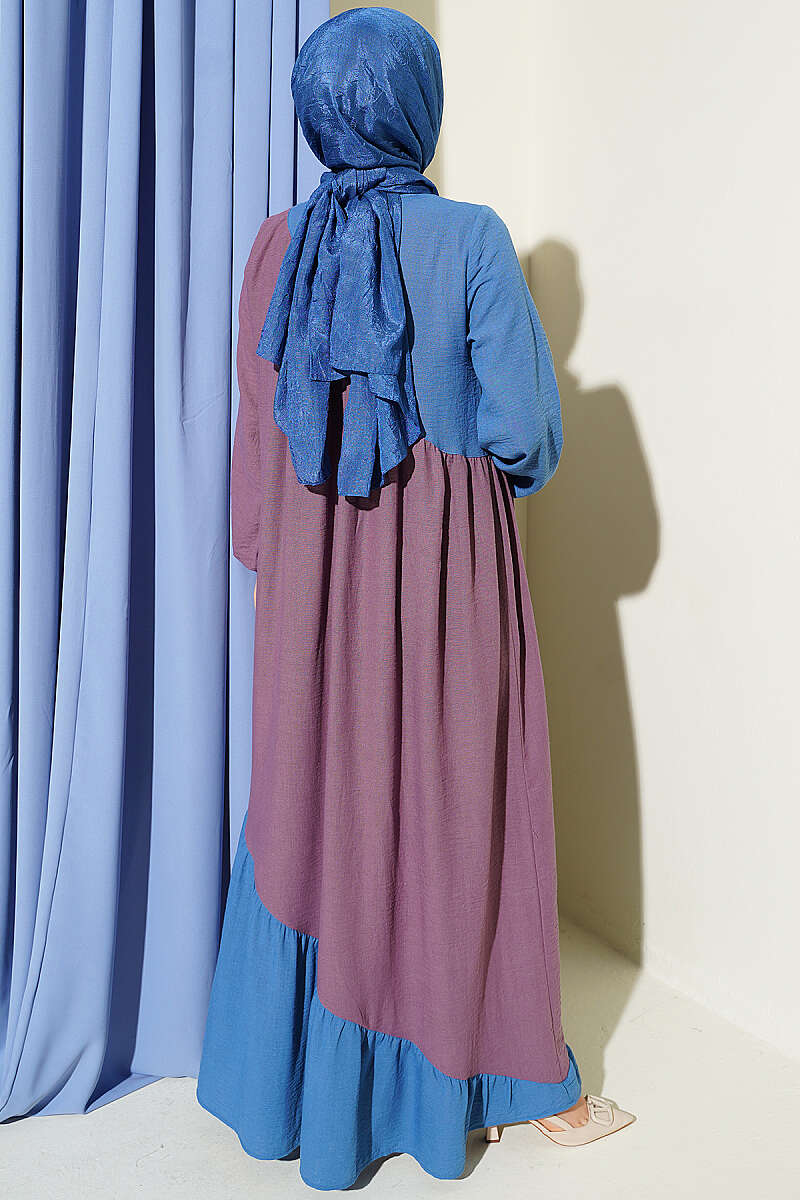 Cross-Trimmed Linen Dress Magenta – Image 3