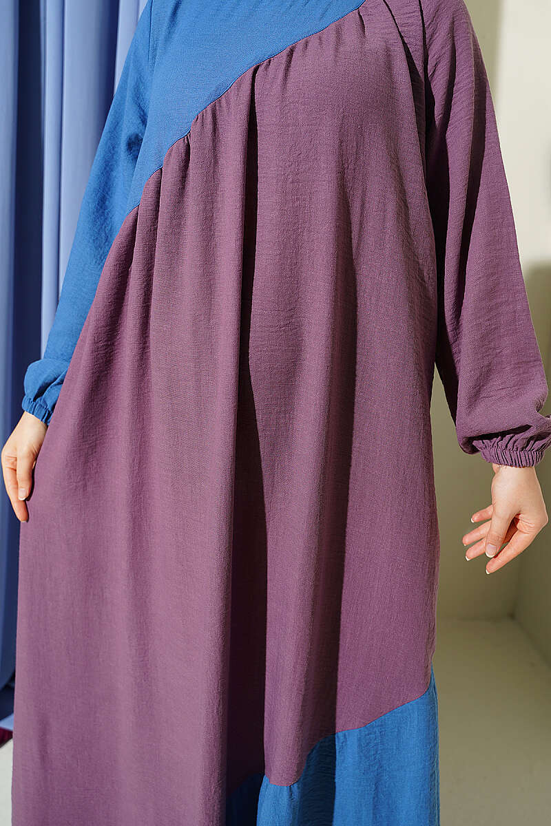 Cross-Trimmed Linen Dress Magenta – Image 4