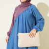 Cross-Trimmed Linen Dress Blue – Bild 2