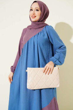 Alternative view of Cross-Trimmed Linen Dress Blue