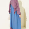 Cross-Trimmed Linen Dress Blue – Bild 3