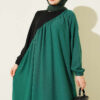Cross-Trimmed Linen Dress Green - Image 2