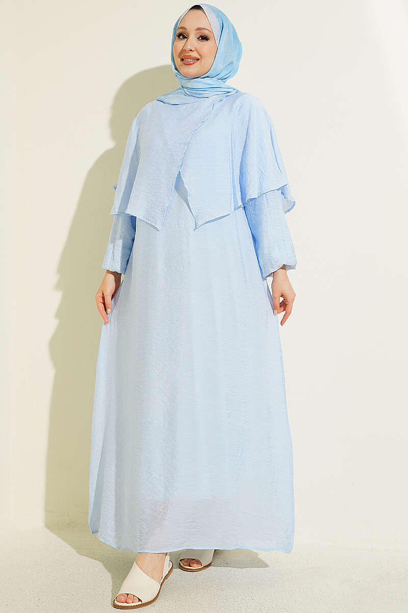 Cross Shoulder Cloak Dress Blue