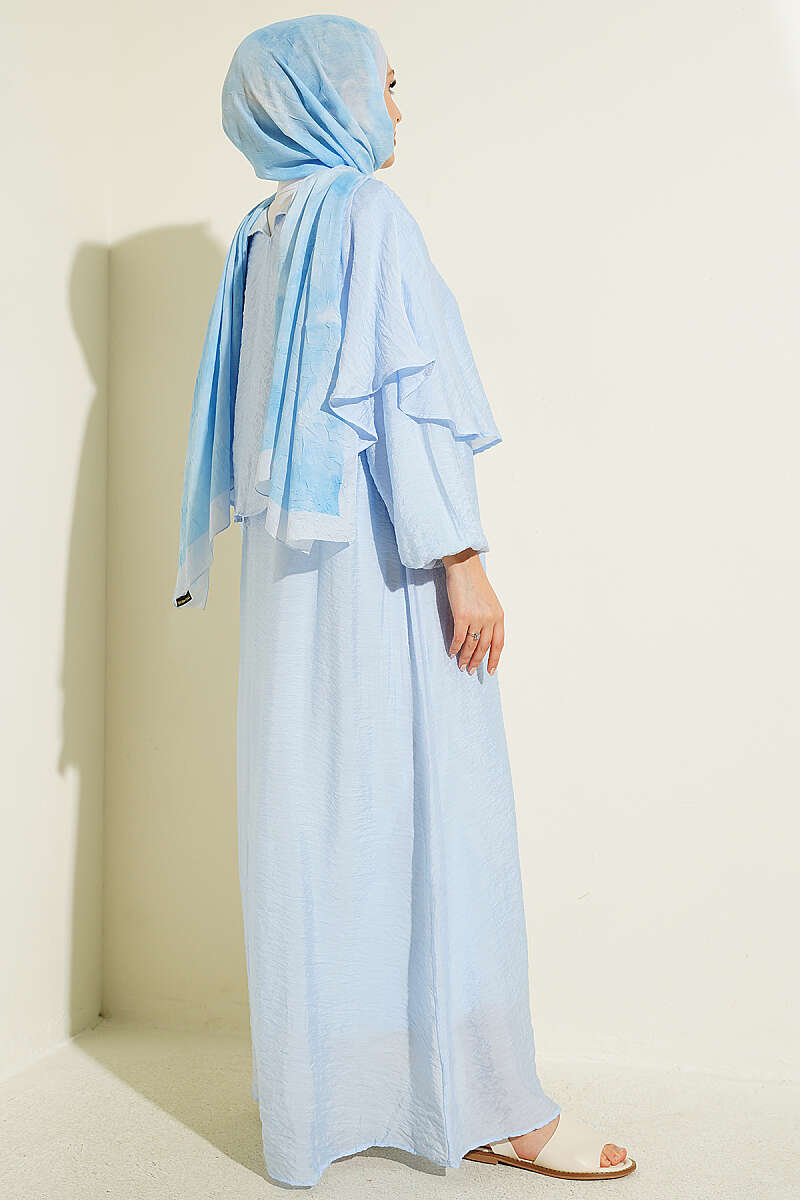 Cross Shoulder Cloak Dress Blue - immagine 3