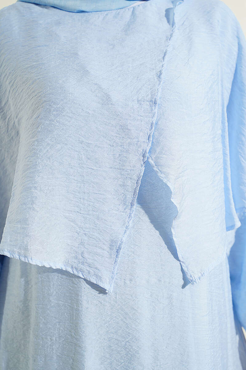 Cross Shoulder Cloak Dress Blue - immagine 4