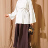 Cross Neck Hidden Button Shirt Ecru - Image 2
