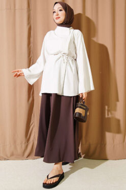 Alternative view of Cross Neck Hidden Button Shirt Ecru