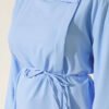 ⁦Cross Neck Hidden Button Shirt Blue⁩ - الصورة ⁦4⁩