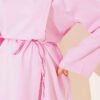Cross Neck Hidden Button Shirt Pink – Bild 4