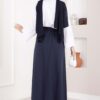 Pocket Detail Elastic Waist Hem Edge Skirt Navy Blue - Afbeelding 4