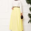 Sporty French Terry Two-Piece Set with Pocket Detail and Hem Edge Yellow