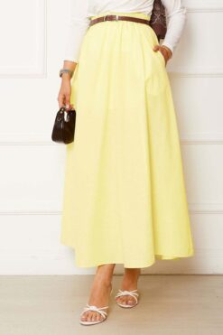 Alternative view of Sporty French Terry Two-Piece Set with Pocket Detail and Hem Edge Yellow