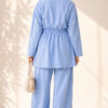 Pocket Flap Waist Tunic Set Baby Blue - Image 3