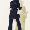 Stone-Embellished Belted Denim Two-Piece Set Dark Denim