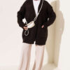 Buttoned French terry cardigan with pocket details Dark Brown - الصورة 2
