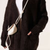 Buttoned French terry cardigan with pocket details Dark Brown - الصورة 4