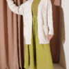 ⁦Buttoned French terry cardigan with pocket details Beige⁩ - الصورة ⁦2⁩