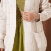 ⁦Buttoned French terry cardigan with pocket details Beige⁩ - الصورة ⁦4⁩