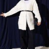 Buttoned French terry cardigan with pocket details Ecru - immagine 2