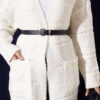 Buttoned French terry cardigan with pocket details Ecru - immagine 4