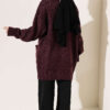 Buttoned French terry cardigan with pocket details Plum - Image 3