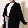Buttoned French terry cardigan with pocket details Black