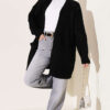 ⁦Buttoned French terry cardigan with pocket details Black⁩ - الصورة ⁦2⁩