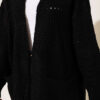 ⁦Buttoned French terry cardigan with pocket details Black⁩ - الصورة ⁦4⁩