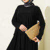 Pocket Asymmetrical Cut Sandy Dress Black - الصورة 2