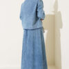 Pocket Buttoned Skirt Denim Set Light Blue - الصورة 3