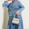 Pocket Buttoned Skirt Denim Set Light Blue - الصورة 2