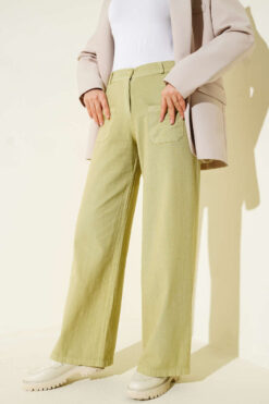Alternative view of Pocket Wide Leg Trousers Leaf Green